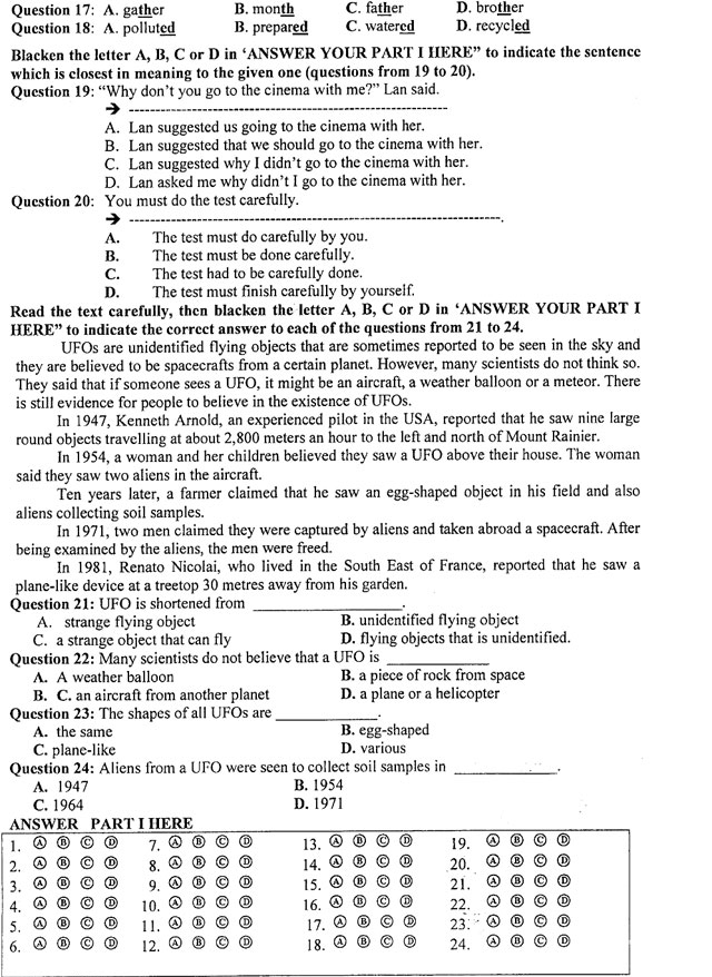 Đề thi học kì 2 môn Tiếng Anh lớp 9 