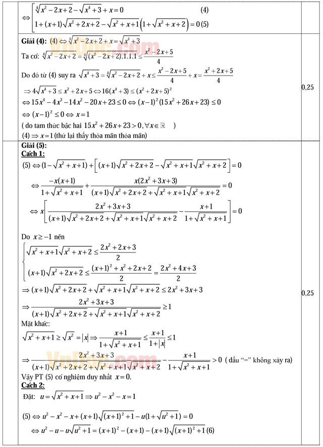 Đáp án đề thi thử THPT Quốc gia môn Toán năm 2016 trường THPT Hậu Lộc 2, Thanh Hóa (Lần 3)