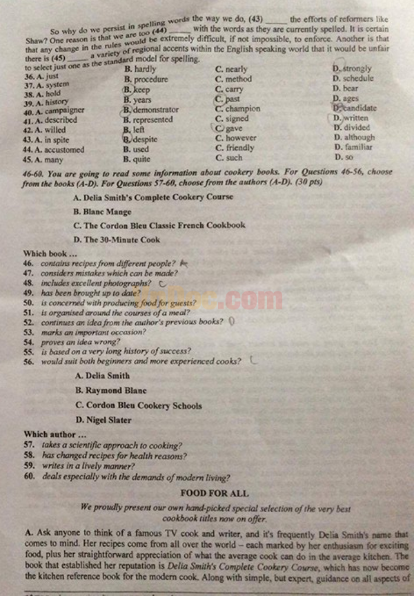 Đề thi tuyển sinh vào lớp 10 môn tiếng Anh 2016 - 2017