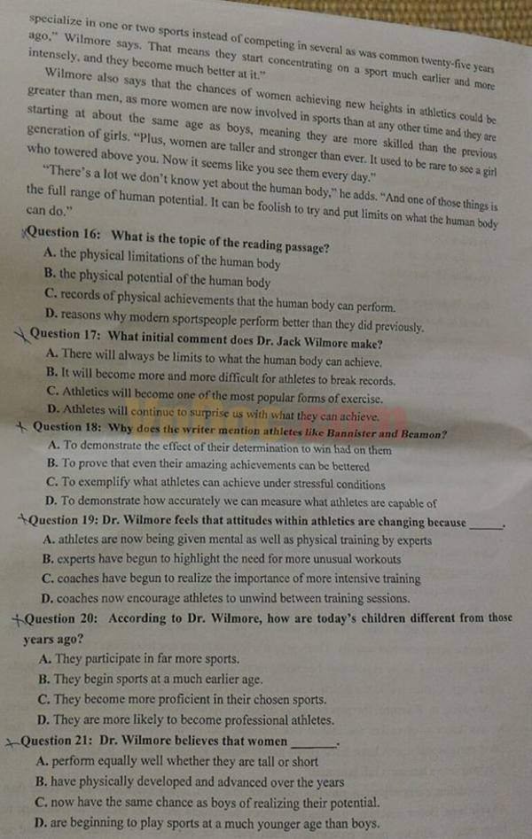 Đề thi vào lớp 10 môn tiếng Anh