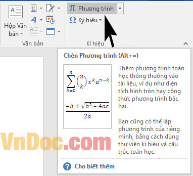 Cách chèn công thức toán học trong Word
