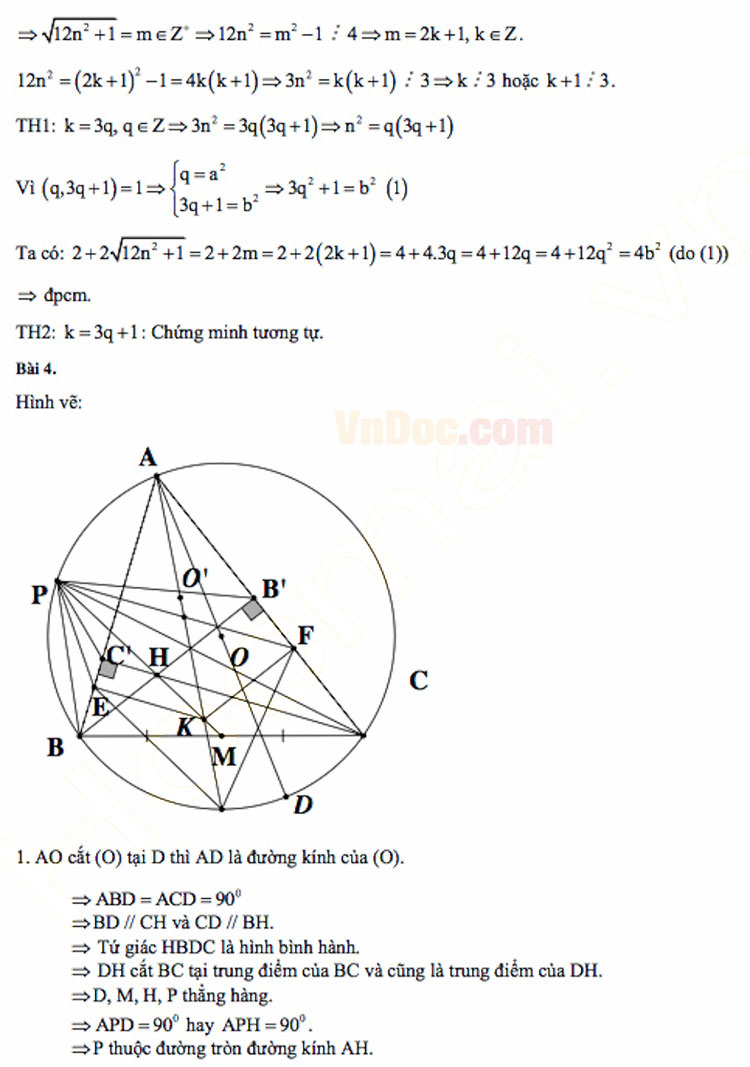Đáp án đề thi vào lớp 10 môn Toán