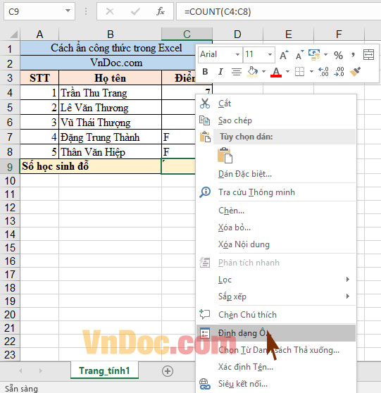 Cách khóa công thức trong Excel Cách ẩn công thức trong Excel