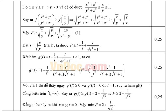 Đáp án đề thi thử THPT Quốc gia năm 2016 môn Toán trường THPT Đoàn Thượng, Hải Dương (Lần 3)