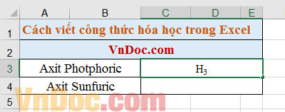 Chèn công thức hóa học trong Excel Cách chèn công thức Hóa học trong Excel