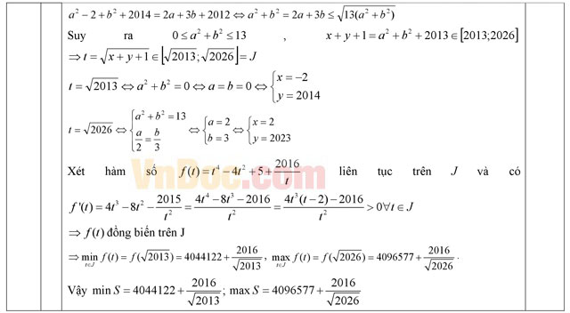 Đáp án đề thi thử THPT Quốc gia môn Toán năm 2016 trường THPT Chu Văn An, Hà Nội Đáp án đề thi thử THPT Quốc gia môn Toán năm 2016 trường THPT Chu Văn An, Hà Nội