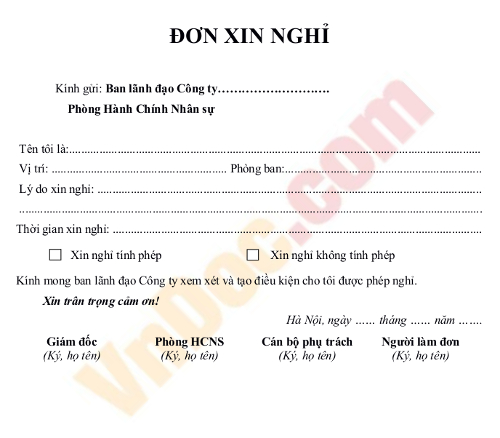 Đơn xin nghỉ phép