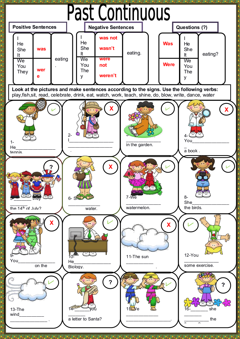 Bài tập quá khứ tiếp diễn có đáp án