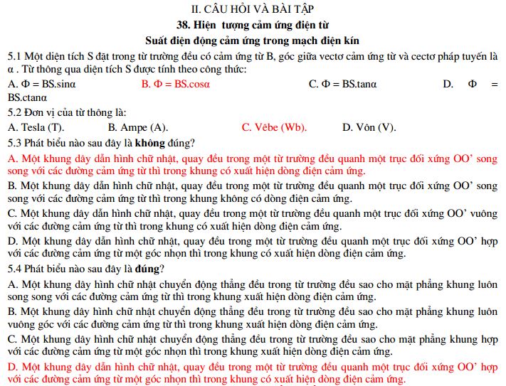 Ôn tập kiến thức môn Vật lý lớp 11 - Chương V: Cảm ứng điện từ