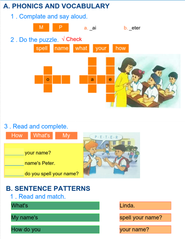Bài tập tiếng anh lớp 3 Unit 2