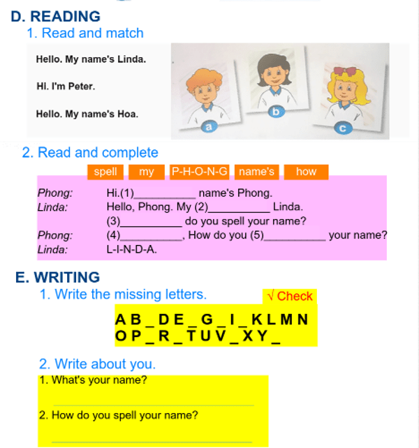 Bài tập ôn hè môn Tiếng Anh lớp 3