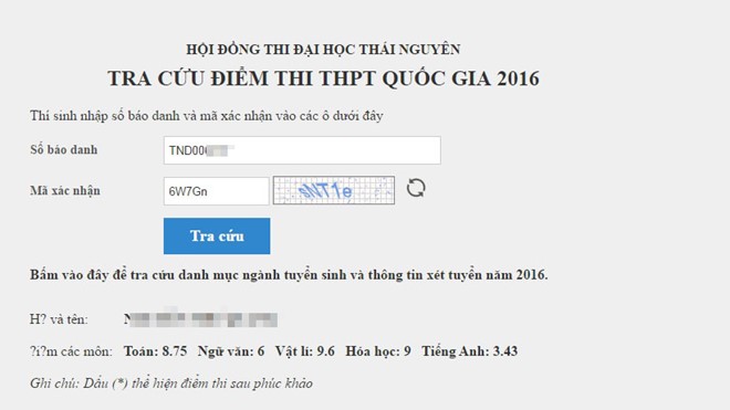 Đại học Thái Nguyên công bố điểm thi THPT Quốc gia