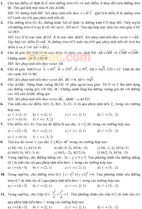 Lý thuyết và bài tập Hình học 11 chương 1: Phép dời hình và phép đồng dạng trong mặt phẳng