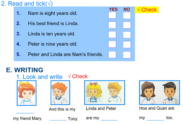 Các dạng bài tập tiếng anh lớp 3