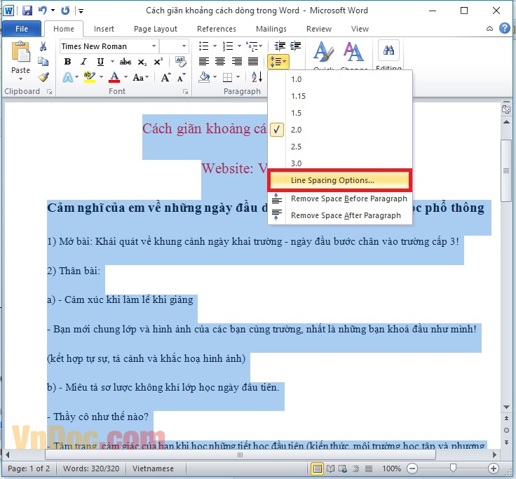 Cách giãn dòng trong Word Cách giãn dòng, giãn khoảng cách chữ trong Word