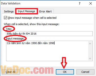 Kiểm tra dữ liệu nhập vào ô trong Excel Cách kiểm tra dữ liệu nhập vào một ô trong Excel