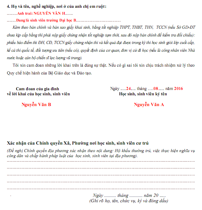 Hướng dẫn điền sơ yếu lý lịch hoc sinh, sinh viên Hướng dẫn điền sơ yếu lý lịch hoc sinh, sinh viên