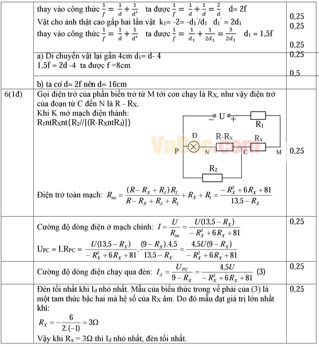Đề thi chọn lớp khối 10 môn Vật lý có đáp án