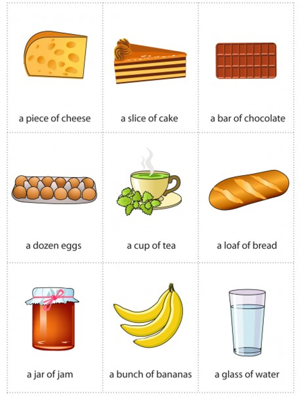 Flashcards for Kids: Food Quantities