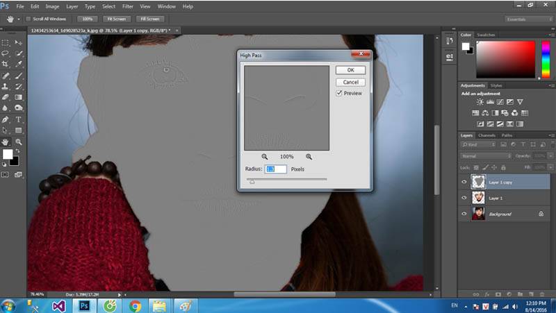 Toàn bộ vùng da bạn chọn sẽ có màu xám Hướng dẫn sử dụng retouch chuyên nghiệp