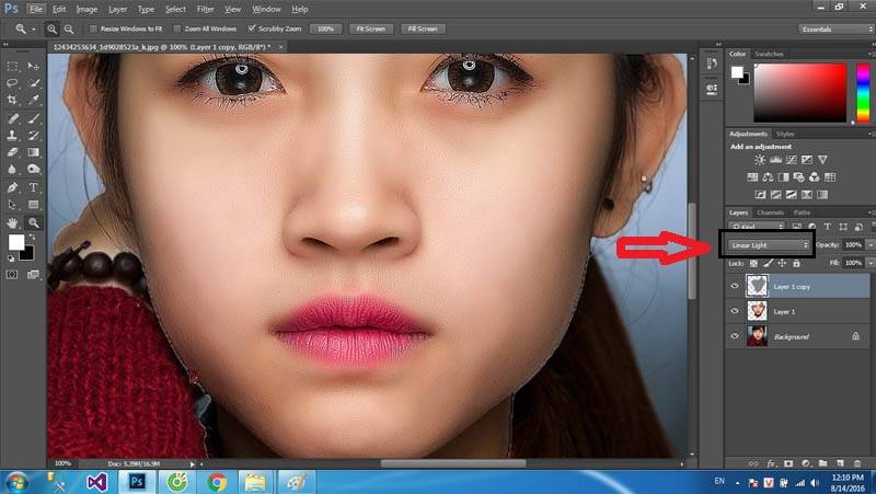 Chỉnh đến khi nào hợp lý ấn Ok cho máy thực hiện Hướng dẫn sử dụng retouch chuyên nghiệp