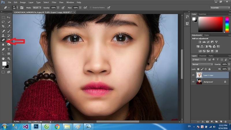 Bước này gương mặt đã chuẩn bị hoàn thiện Hướng dẫn sử dụng retouch chuyên nghiệp
