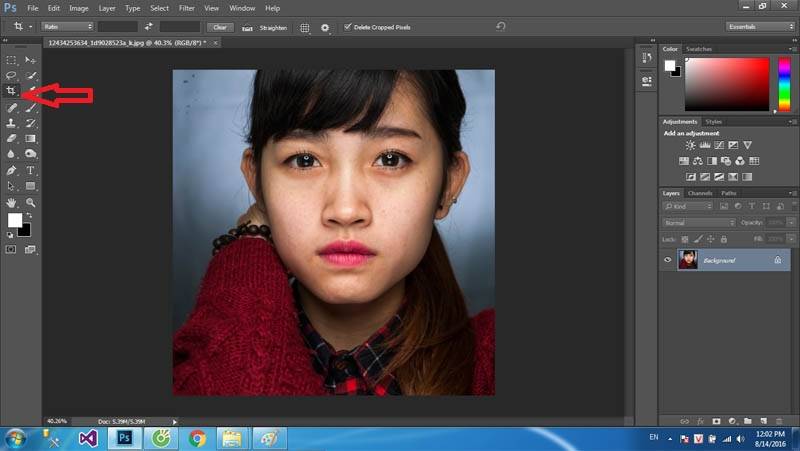 Đầu tiên các bạn mở phần mềm photoshop lên Hướng dẫn sử dụng retouch chuyên nghiệp