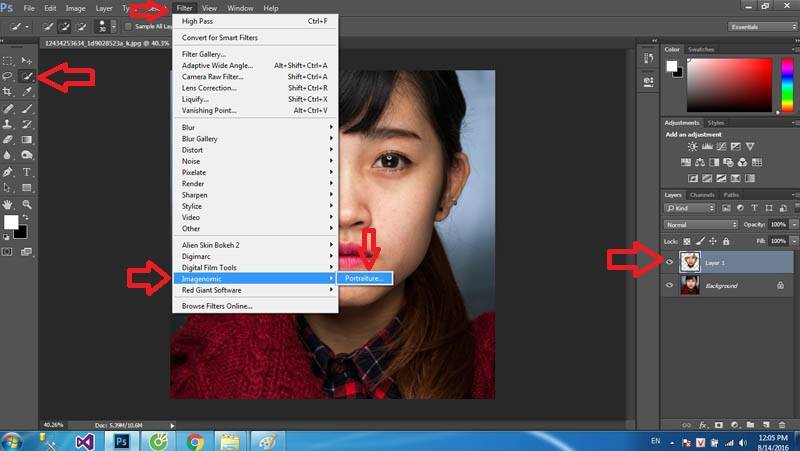 Kế tiếp ta bắt đầu sử dụng Plugin để chỉnh sửa ảnh Hướng dẫn sử dụng retouch chuyên nghiệp