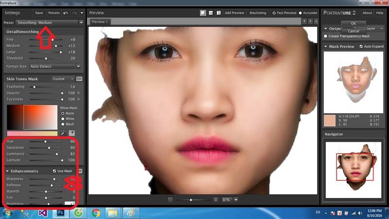 Ở mục Skin Tones Mask các bạn chọn màu cho vùng da Hướng dẫn sử dụng retouch chuyên nghiệp