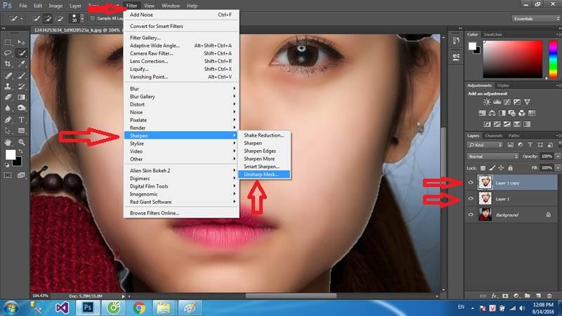 Bước tiếp theo tạo độ nét cho vùng da Hướng dẫn sử dụng retouch chuyên nghiệp
