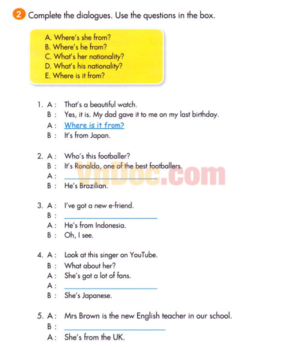 Bài tập Tiếng Anh ôn tập hè từ lớp 5 lên lớp 6