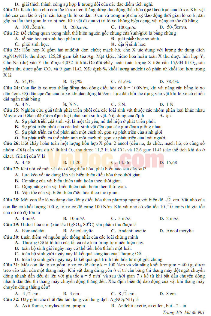 Đề thi thử THPT Quốc gia năm 2017 bài thi Khoa học tự nhiên trường THPT chuyên Longoni Chelsea