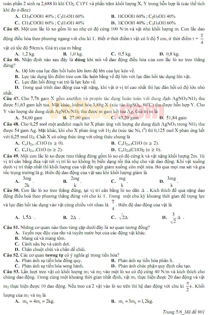 Đề thi thử THPT Quốc gia năm 2017 bài thi Khoa học tự nhiên trường THPT chuyên Longoni Chelsea