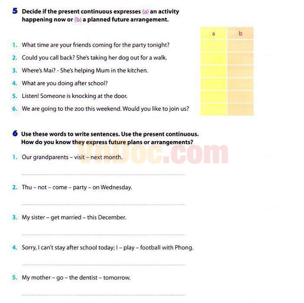 Bài tập trắc nghiệm Tiếng Anh lớp 6 Unit 3
