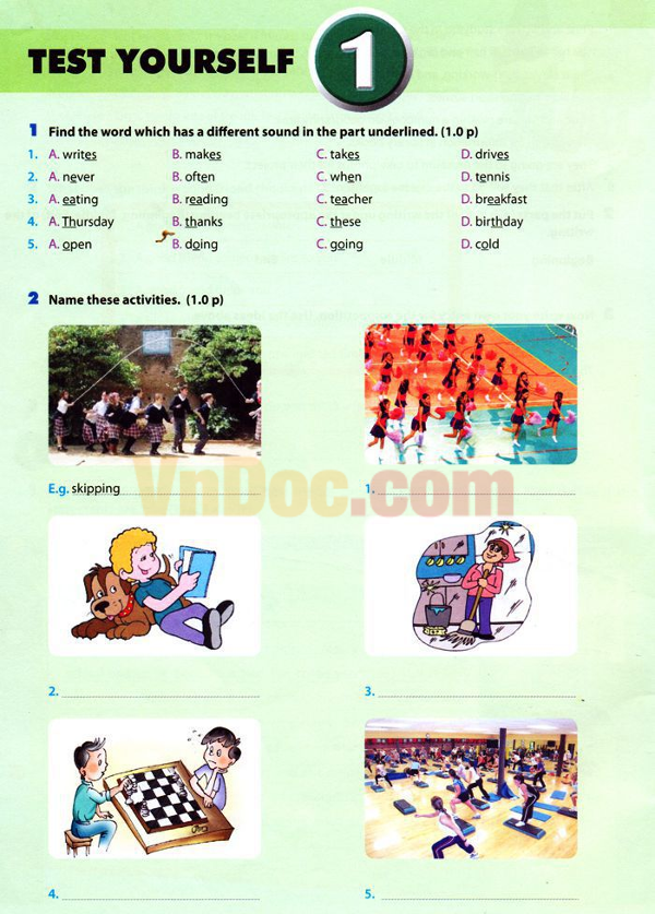 Đề kiểm tra Tiếng Anh lớp 6 Chương trình mới