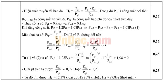 Đề thi học sinh giỏi môn Vật lý lớp 12 có đáp án