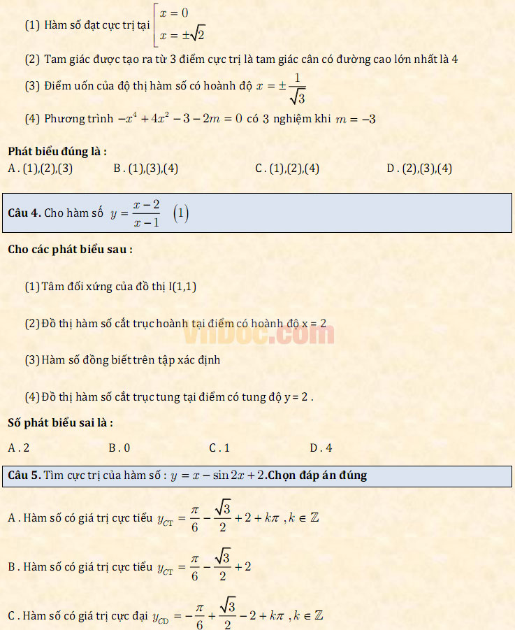 Đề thi thử THPT Quốc gia năm 2017 môn Toán trắc nghiệm - Đề số 1 Đề thi thử THPT Quốc gia năm 2017 môn Toán trắc nghiệm - Đề số 1