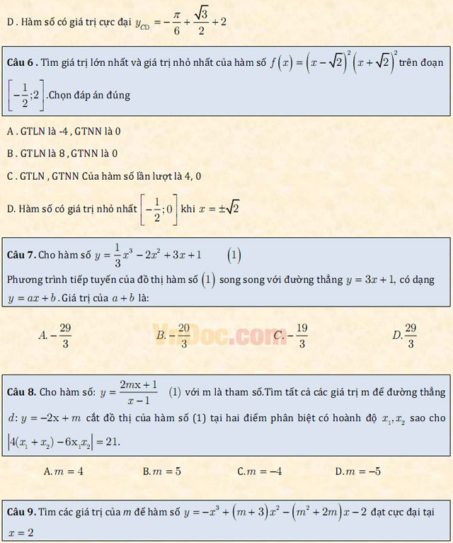 Đề thi thử THPT Quốc gia năm 2017 môn Toán trắc nghiệm - Đề số 1 Đề thi thử THPT Quốc gia năm 2017 môn Toán trắc nghiệm - Đề số 1