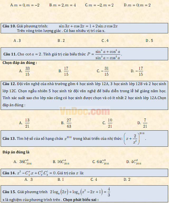 Đề thi thử THPT Quốc gia năm 2017 môn Toán trắc nghiệm - Đề số 1 Đề thi thử THPT Quốc gia năm 2017 môn Toán trắc nghiệm - Đề số 1
