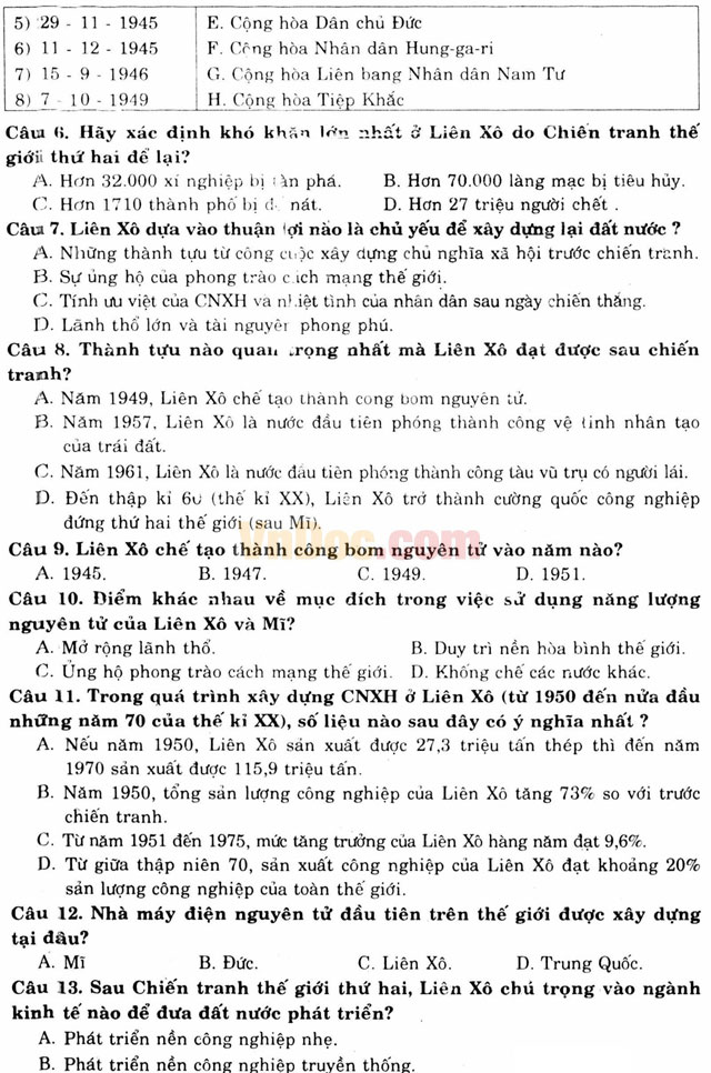 1260 câu hỏi trắc nghiệm Lịch sử lớp 12 1260 câu hỏi trắc nghiệm Lịch sử lớp 12