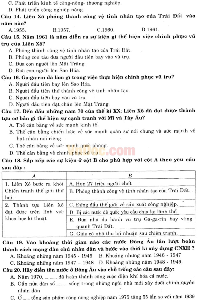 1260 câu hỏi trắc nghiệm Lịch sử lớp 12 1260 câu hỏi trắc nghiệm Lịch sử lớp 12