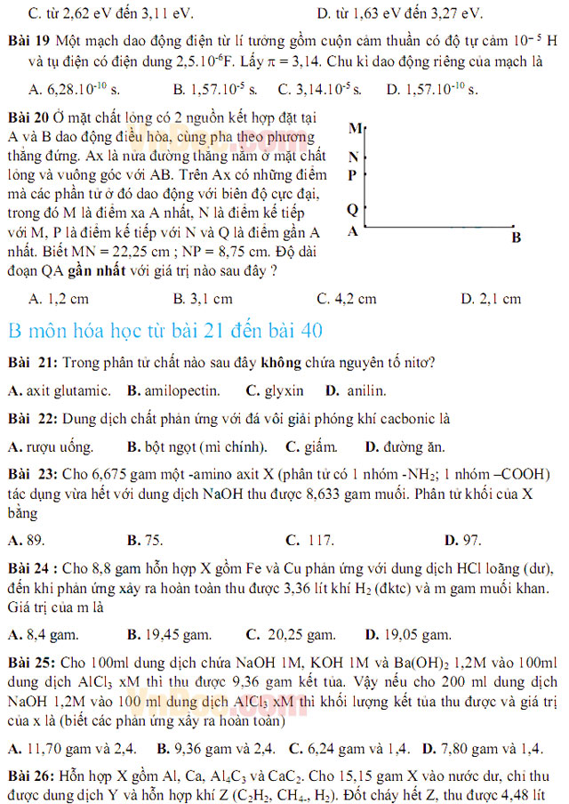 Đề thi thử THPT Quốc gia năm 2017 bài thi Khoa học tự nhiên - Đề số 1