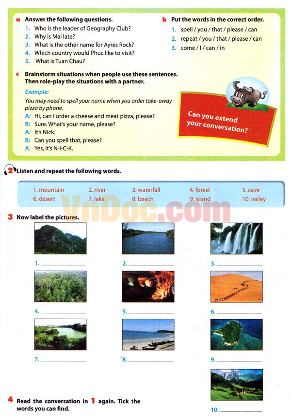 Bài tập tiếng Anh lớp 6 Thí điểm Unit 5