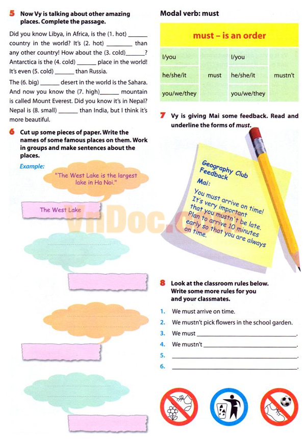 Tiếng Anh lớp 6 Unit 5: Natural wonders of the word