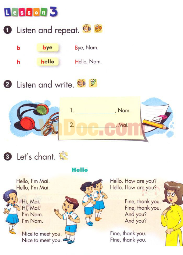 Tiếng Anh Lớp 3 Chương Trình Mới Unit 1: Hello - Bài Tập Tiếng Anh Lớp ...