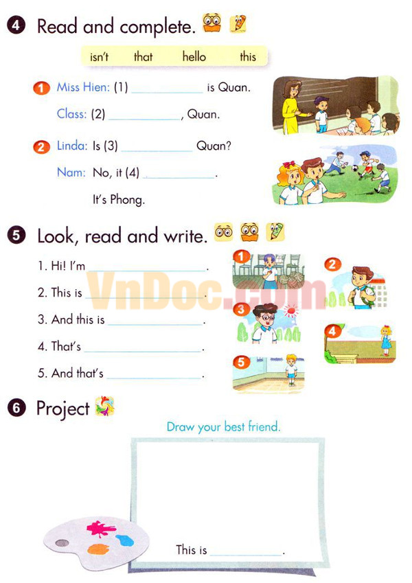 Bài tập tiếng Anh lớp 3 Unit 3 