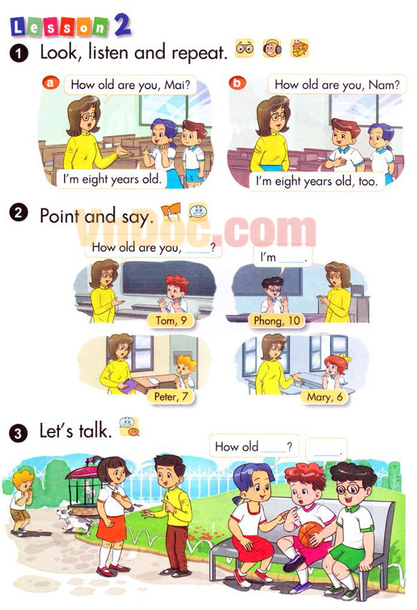 Bài tập Tiếng Anh lớp 3 Unit 4 How Old Are You?