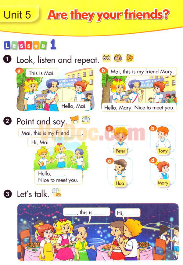 Bài tập tiếng anh lớp 3 (mới) unit 5: Are they your friends? Tiếng Anh lớp 3 Chương trình mới Unit 5: Are they your friends?