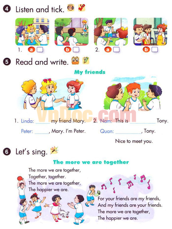 Tiếng anh lớp 3 Unit 5: Are they your friends? Bài tập tiếng anh lớp 3 (mới) unit 5: Are they your friends?