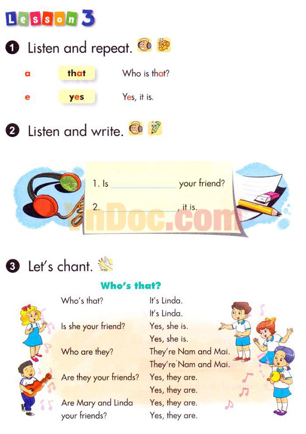 Tiếng anh lớp 3 mới Unit 5 Lesson 1, 2, 3 Unit 5: Are they your friends - Họ là bạn của bạn phải không